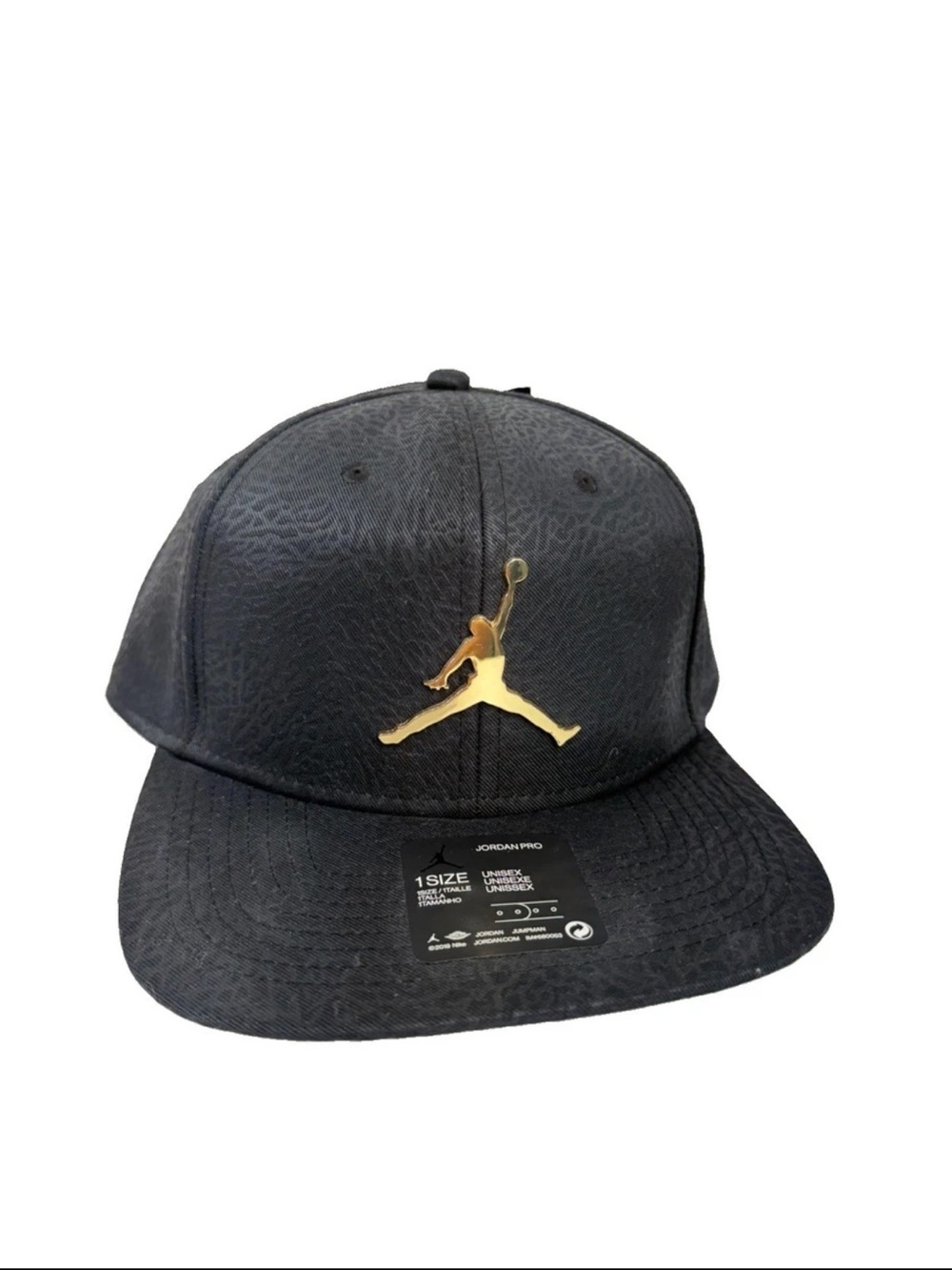 Air Jordan Hat Men Black Cement Elephant Metal Logo Jumpman Snap Back Cap New